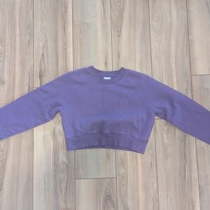 TNA By Aritzia Purple Cozy Fleece Perfect Raglan Cropped Sweatshirt